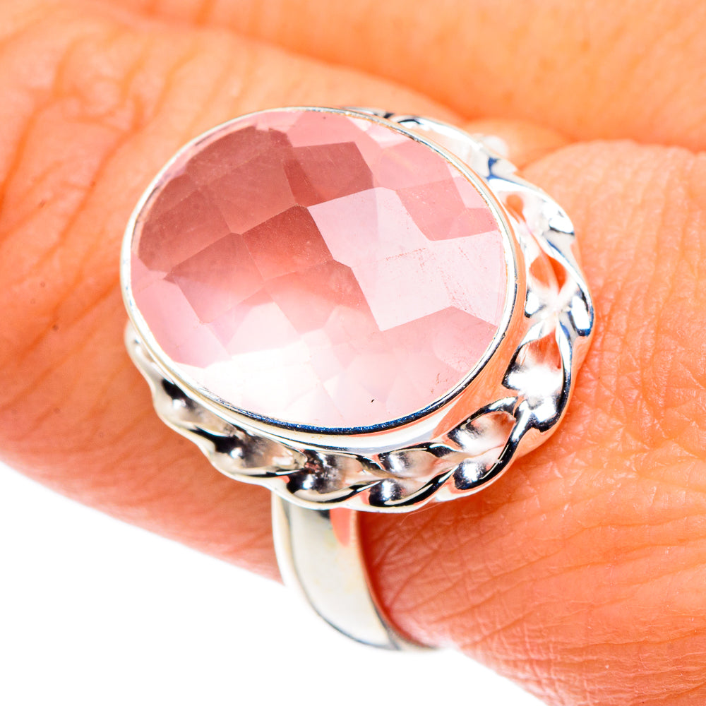 Rose Quartz Rings handcrafted by Anasilvercos - RING90217