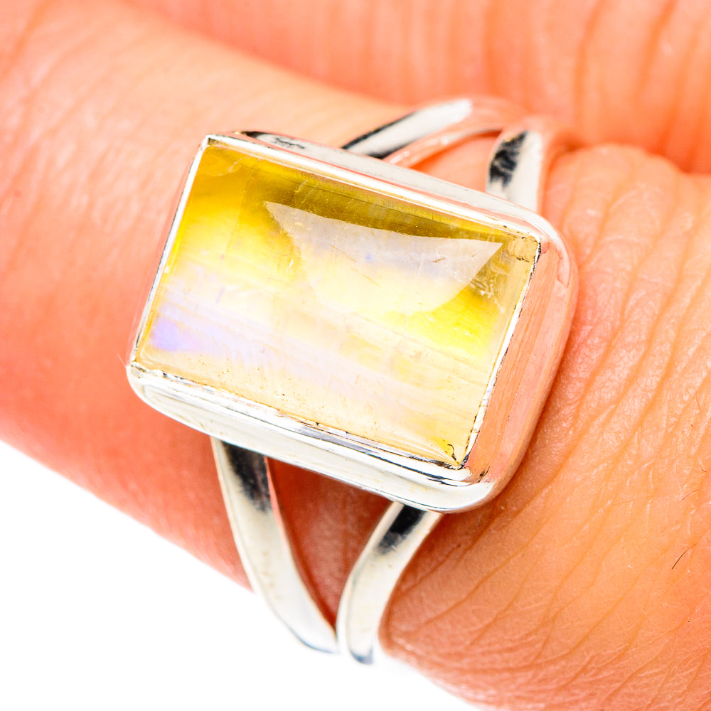 Yellow Moonstone Rings handcrafted by Anasilvercos - RING90230