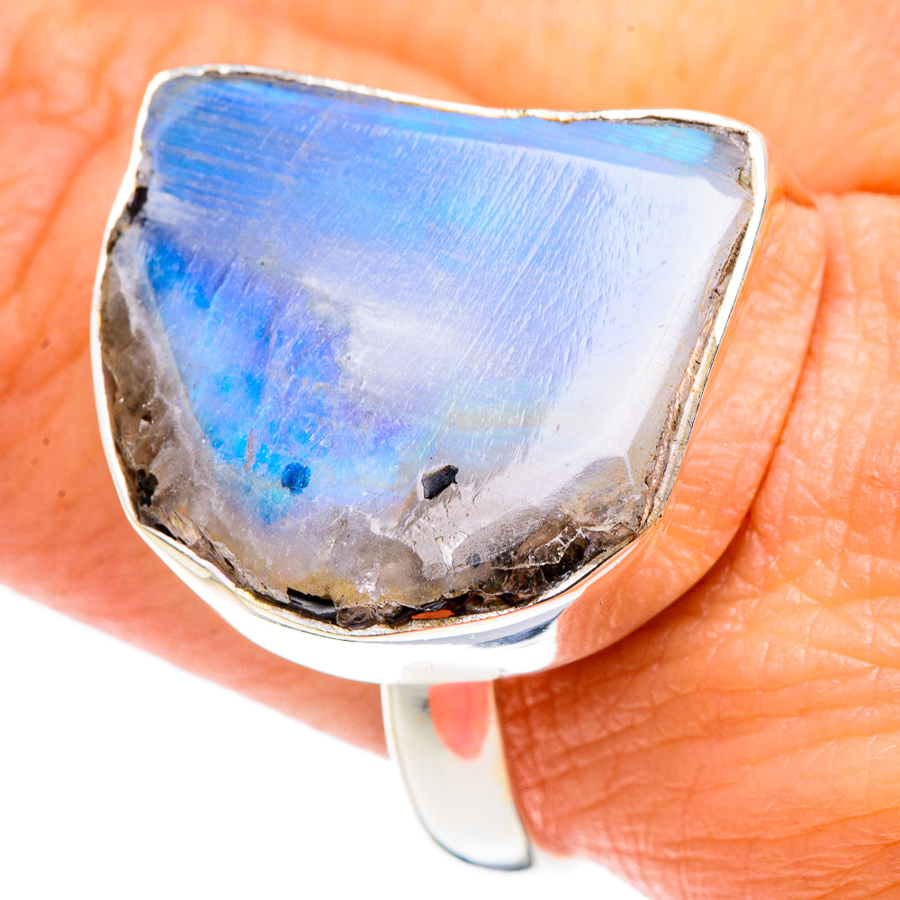 Rainbow Moonstone Rings handcrafted by Anasilvercos - RING90271