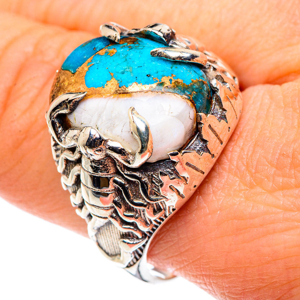 Blue Copper Composite Turquoise Rings handcrafted by Anasilvercos - RING90283