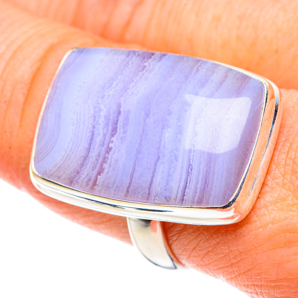 Blue Lace Agate Rings handcrafted by Anasilvercos - RING90309