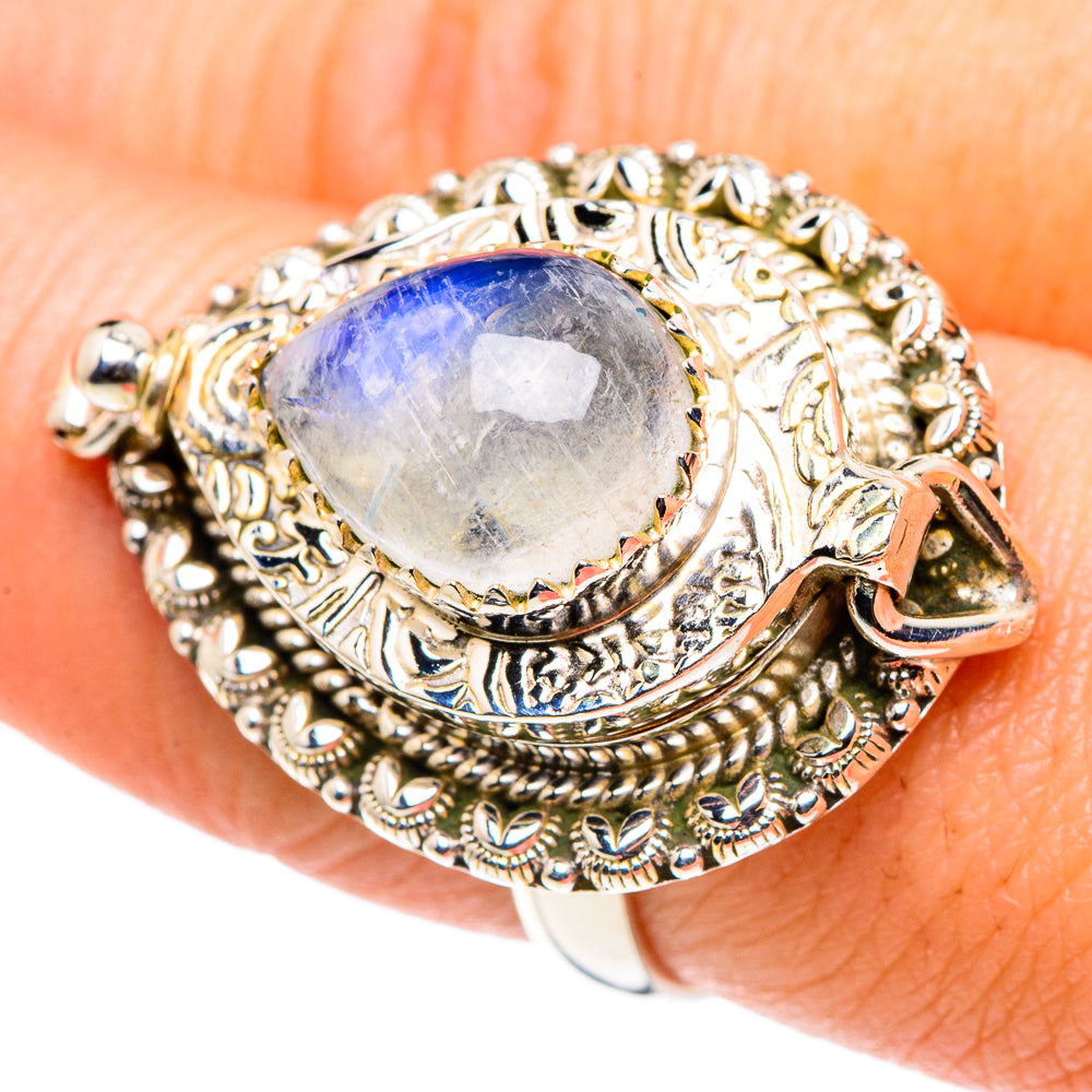 Rainbow Moonstone Rings handcrafted by Anasilvercos - RING90310