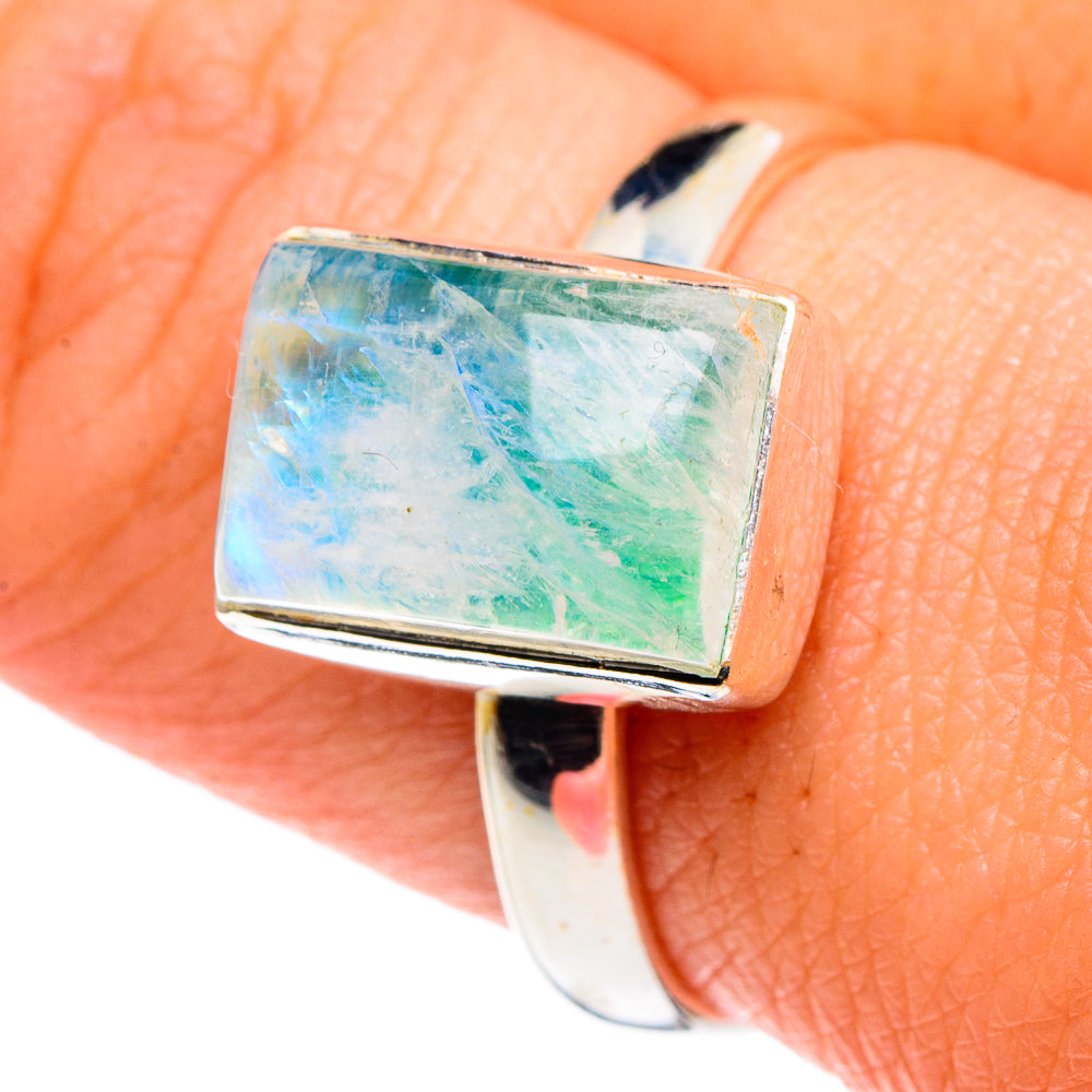 Rainbow Moonstone Rings handcrafted by Anasilvercos - RING90324