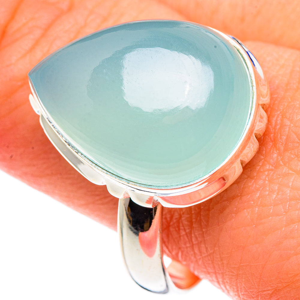 Aqua Chalcedony Rings handcrafted by Anasilvercos - RING90347