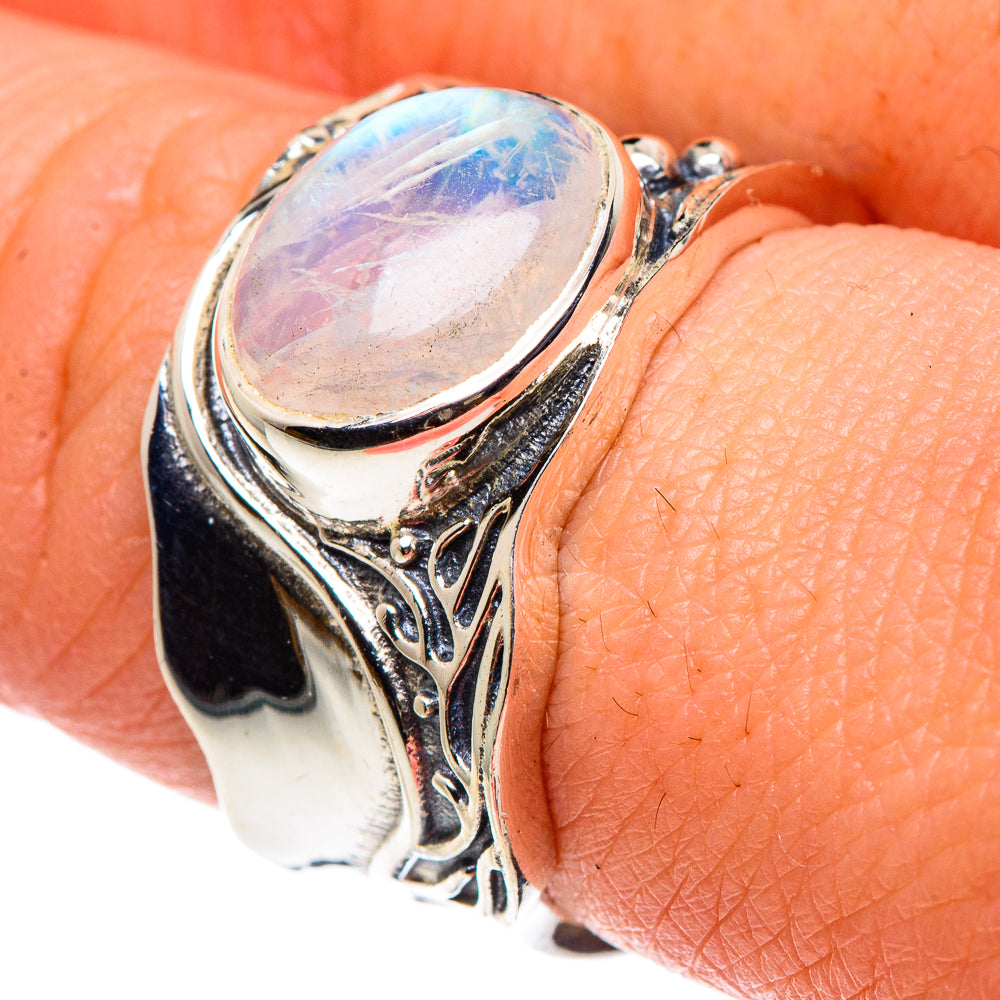 Rainbow Moonstone Rings handcrafted by Anasilvercos - RING90372