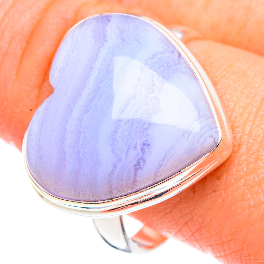 Blue Lace Agate Rings handcrafted by Anasilvercos - RING90399