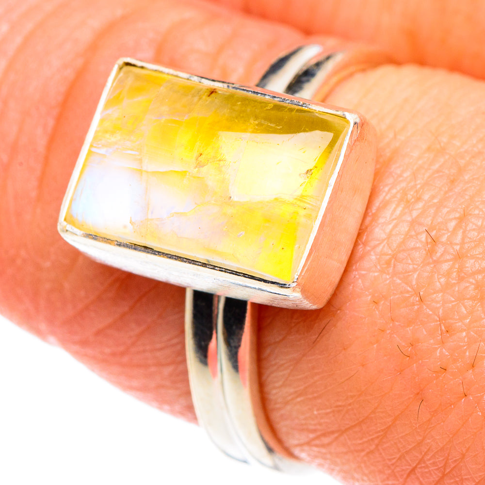 Yellow Moonstone Rings handcrafted by Anasilvercos - RING90404