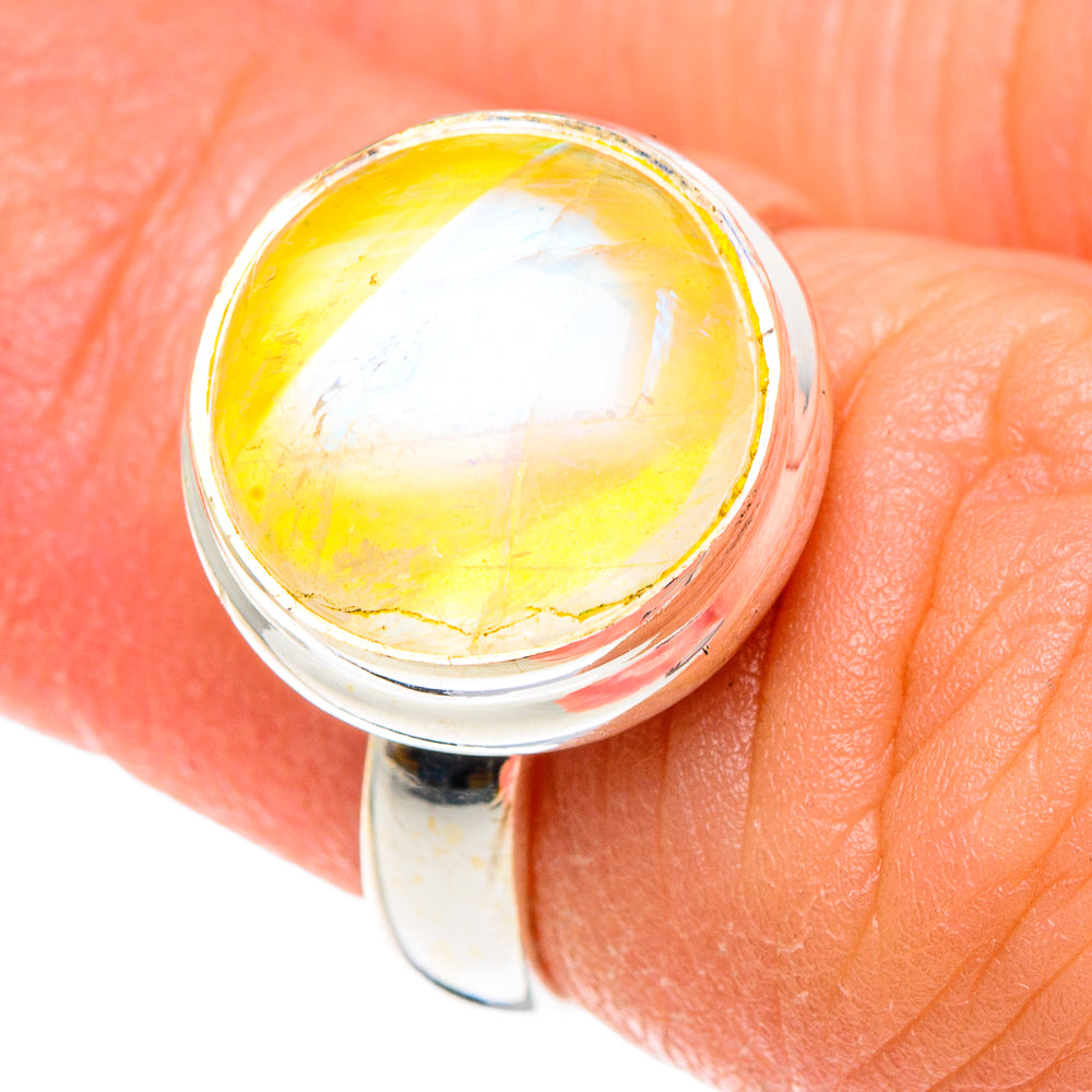 Yellow Moonstone Rings handcrafted by Anasilvercos - RING90469