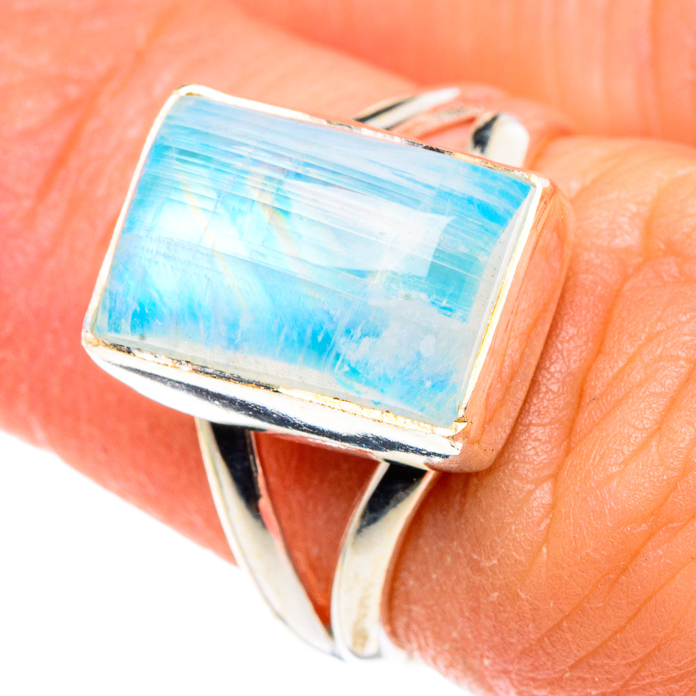 Rainbow Moonstone Rings handcrafted by Anasilvercos - RING90477