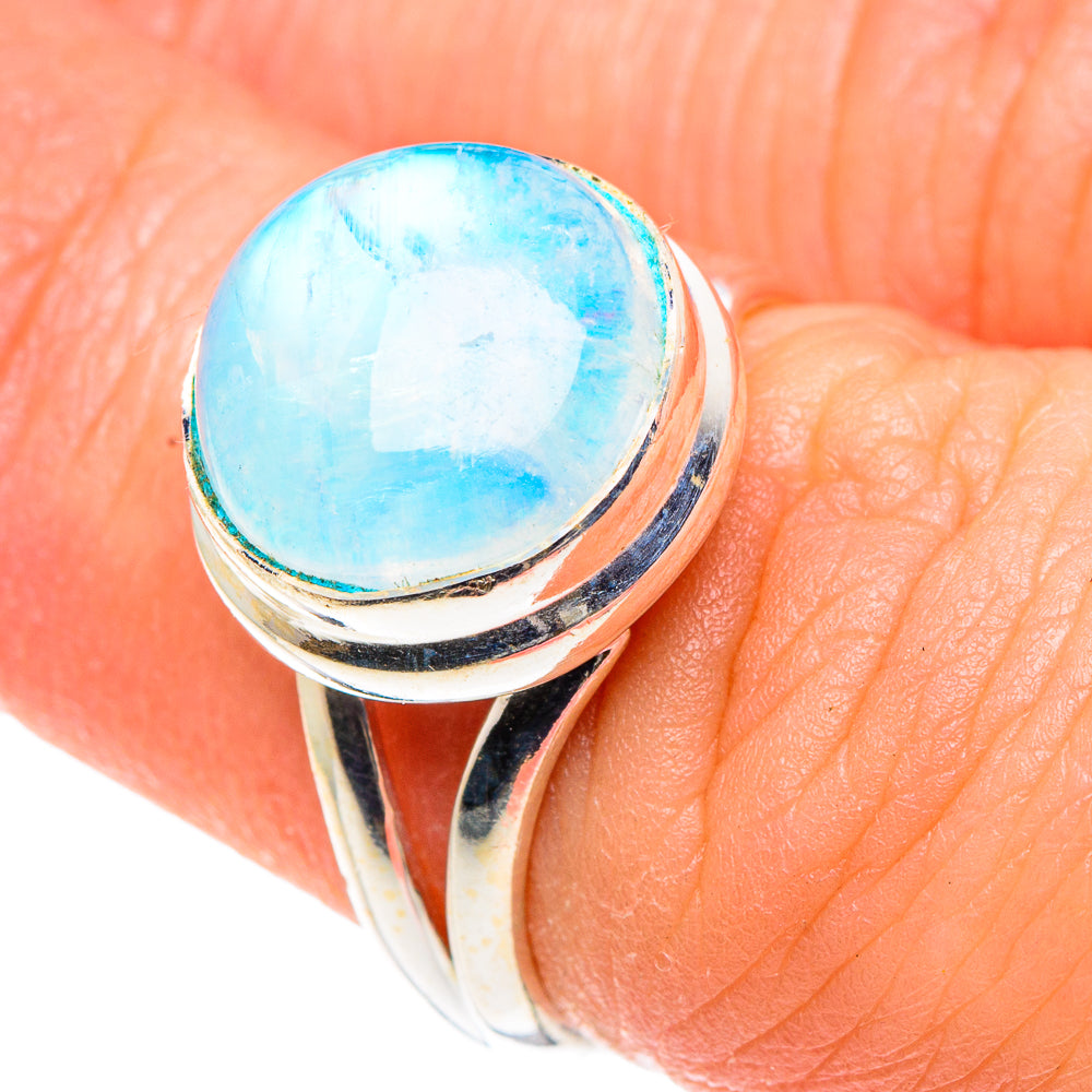 Rainbow Moonstone Rings handcrafted by Anasilvercos - RING90504