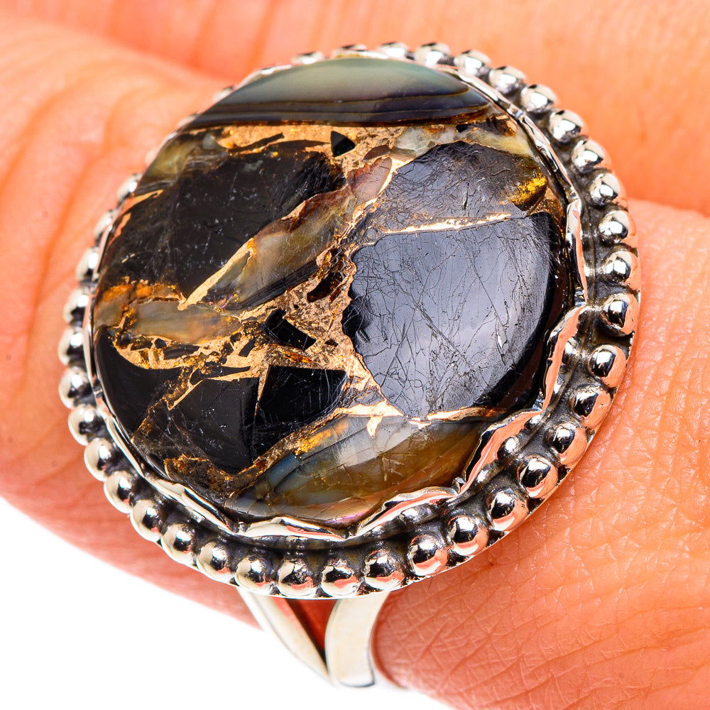 Black Copper Composite Turquoise Rings handcrafted by Anasilvercos - RING90526