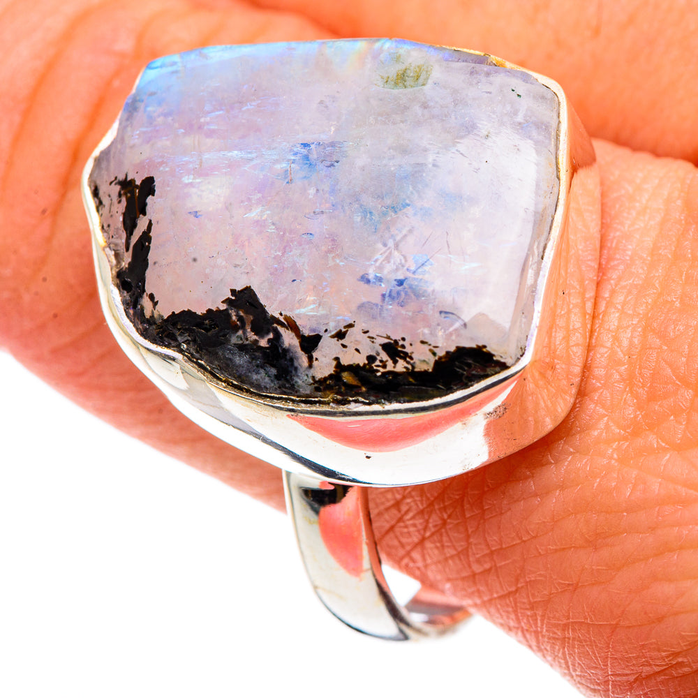 Rainbow Moonstone Rings handcrafted by Anasilvercos - RING90531