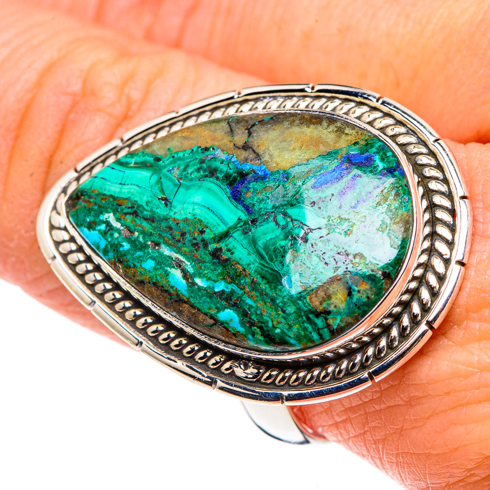 Azurite Malachite Rings handcrafted by Anasilvercos - RING90554