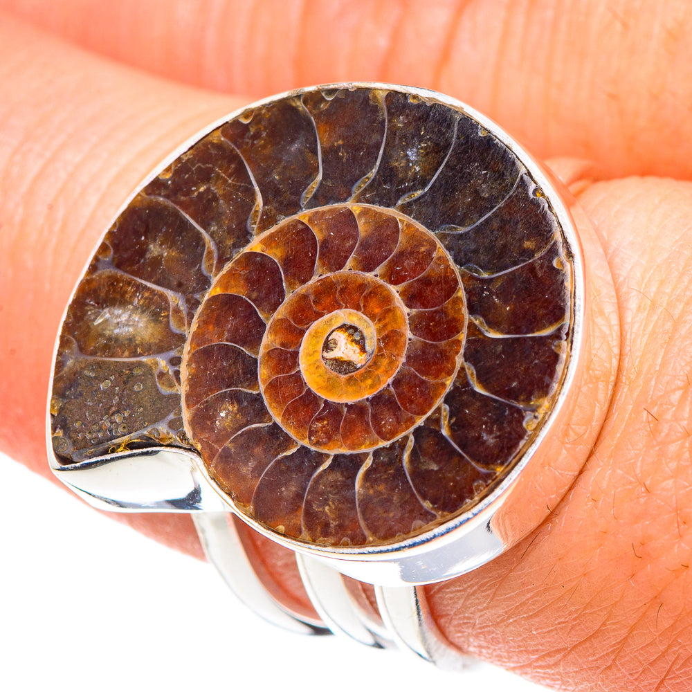 Ammonite Fossil Rings handcrafted by Anasilvercos - RING90558