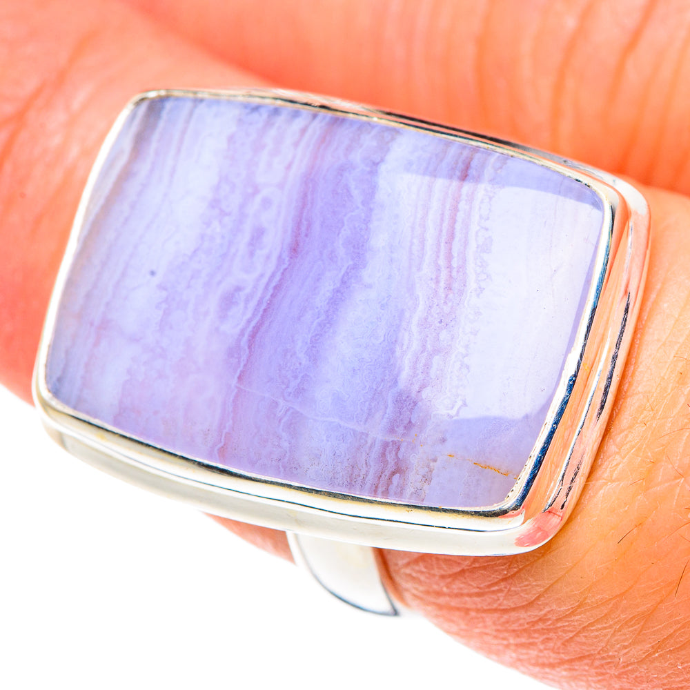 Blue Lace Agate Rings handcrafted by Anasilvercos - RING90578