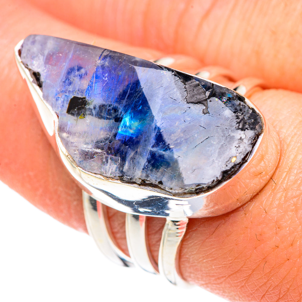 Rainbow Moonstone Rings handcrafted by Anasilvercos - RING90579