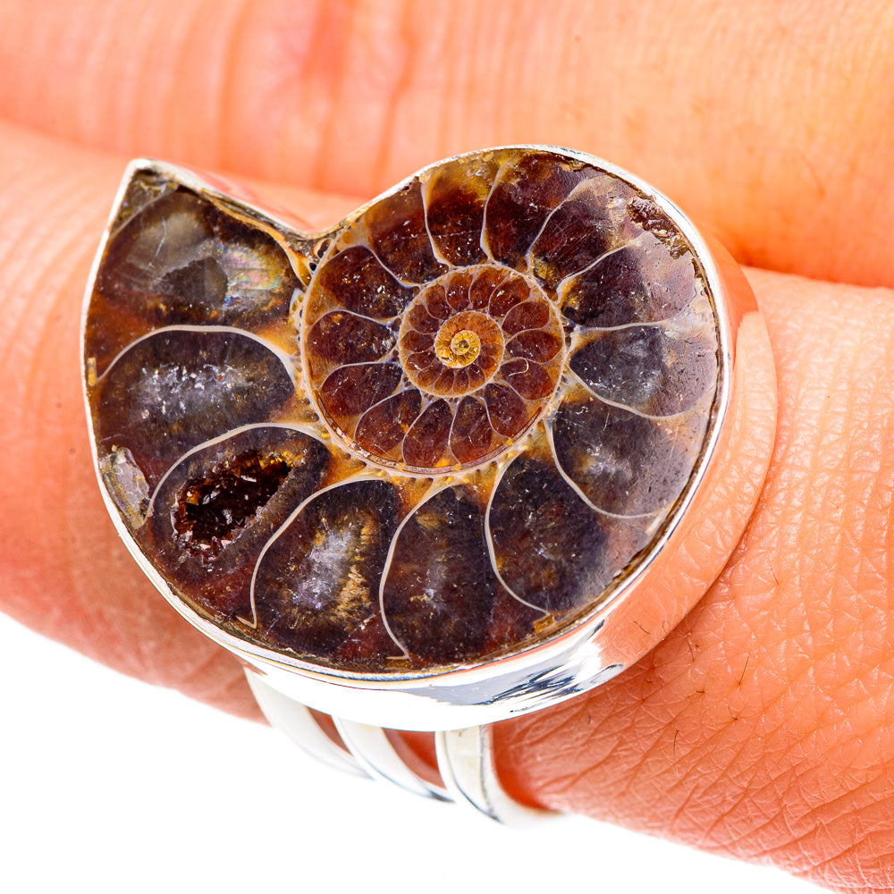 Ammonite Fossil Rings handcrafted by Anasilvercos - RING90602