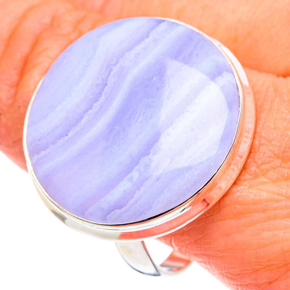 Blue Lace Agate Rings handcrafted by Anasilvercos - RING90619