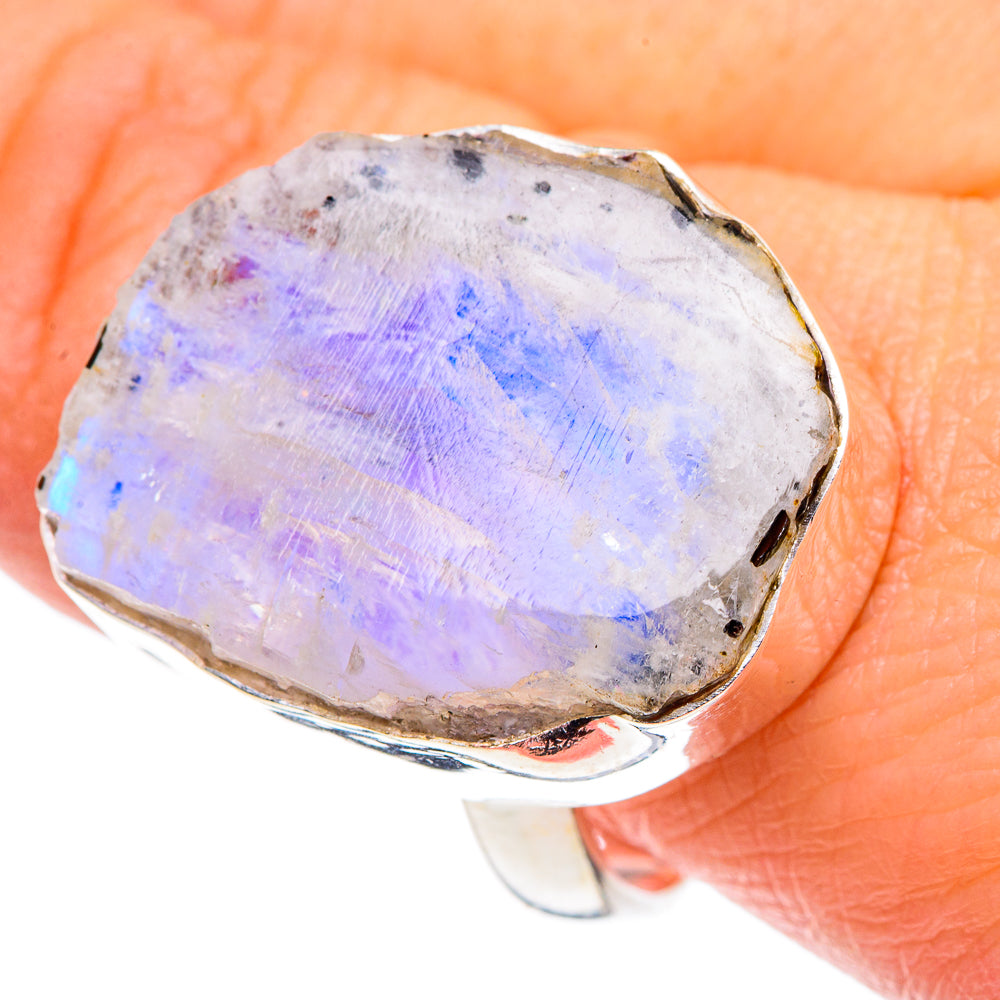 Rainbow Moonstone Rings handcrafted by Anasilvercos - RING90622