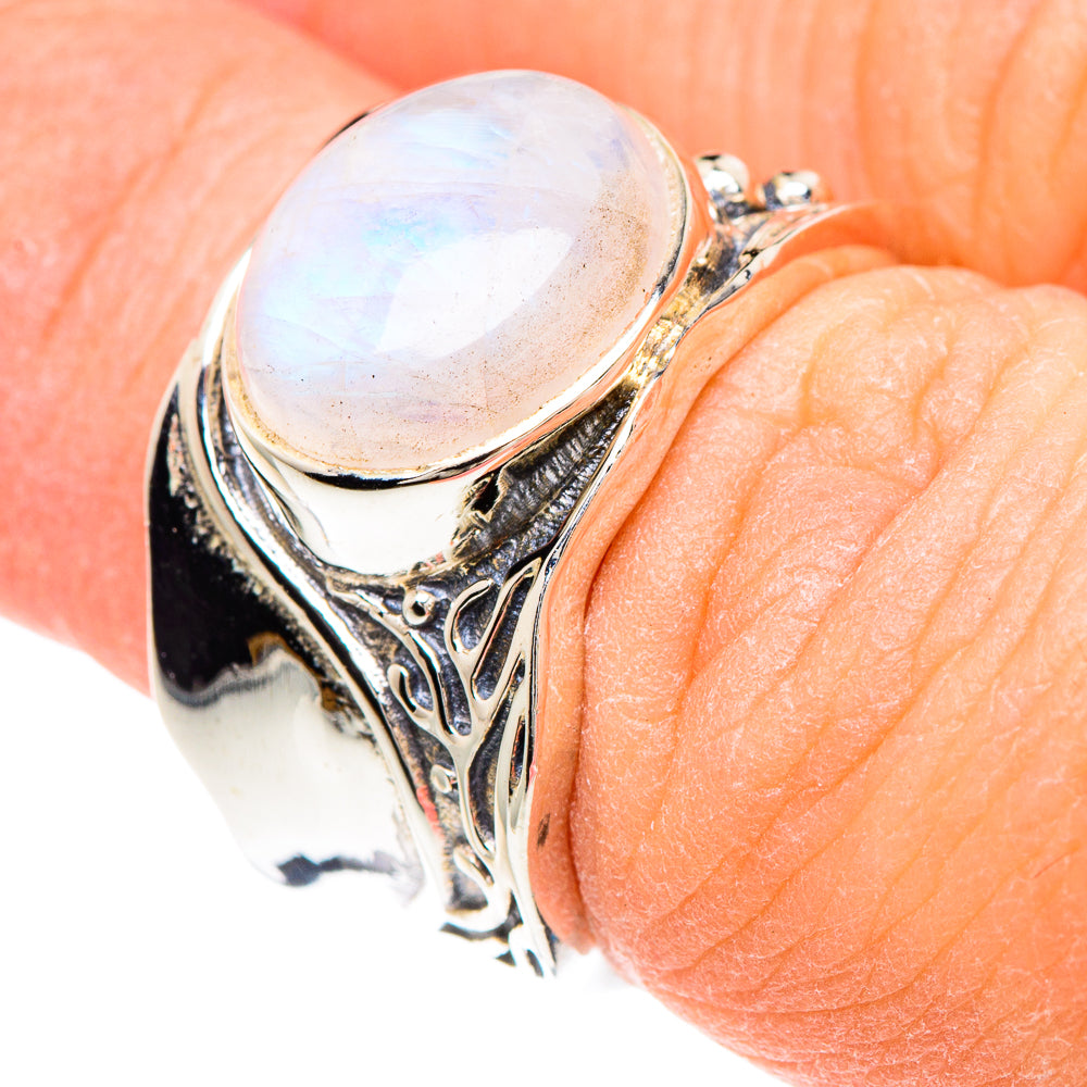 Rainbow Moonstone Rings handcrafted by Anasilvercos - RING90652