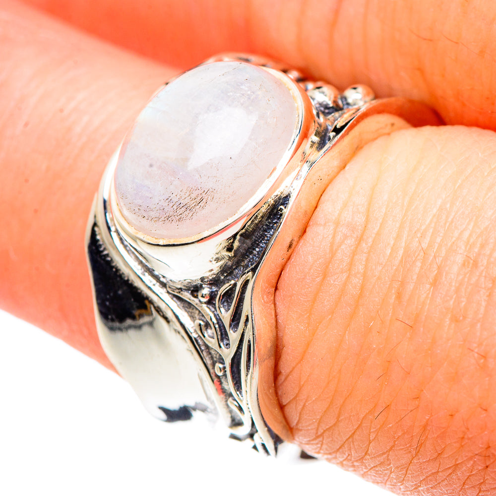 Rainbow Moonstone Rings handcrafted by Anasilvercos - RING90687