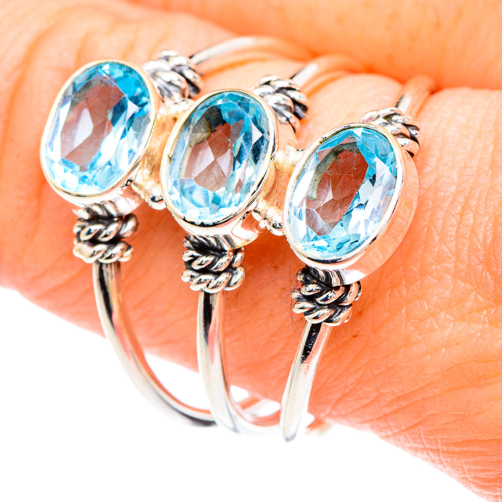 Blue Topaz Rings handcrafted by Anasilvercos - RING90693