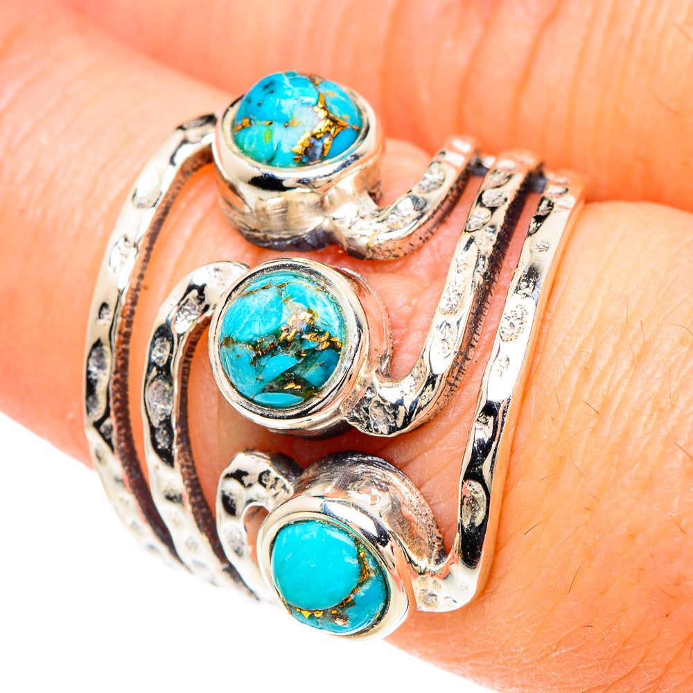 Blue Copper Composite Turquoise Rings handcrafted by Anasilvercos - RING90725