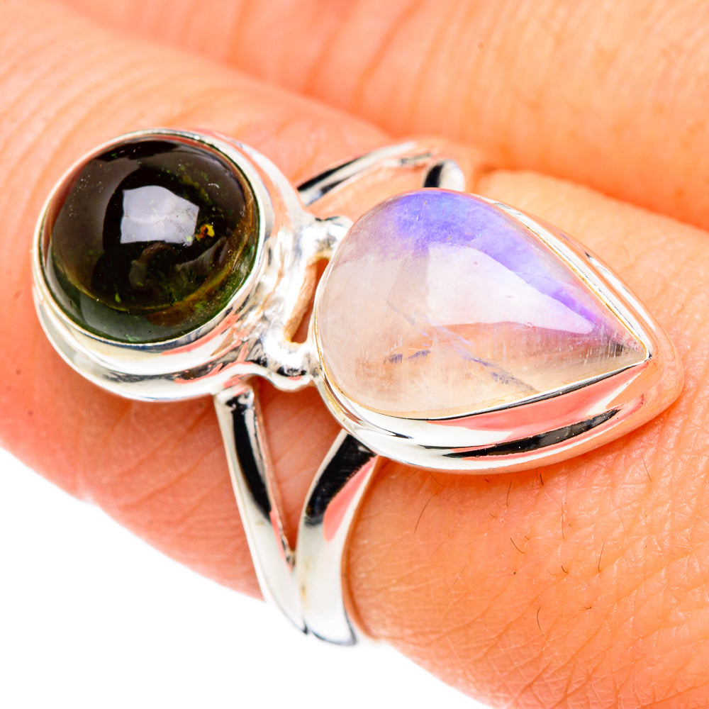 Rainbow Moonstone Rings handcrafted by Anasilvercos - RING90730