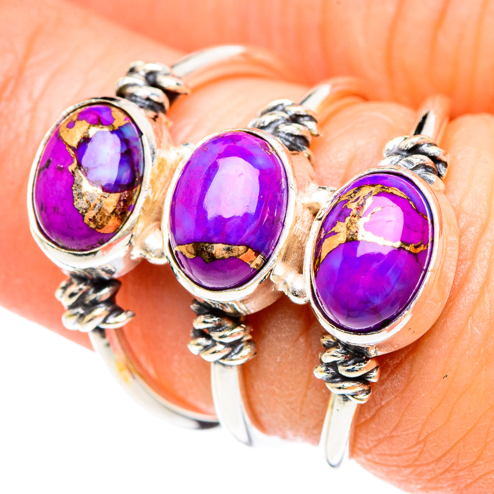 Purple Copper Composite Turquoise Rings handcrafted by Anasilvercos - RING90769