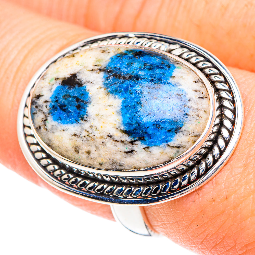 K2 Blue Azurite Rings handcrafted by Anasilvercos - RING90779