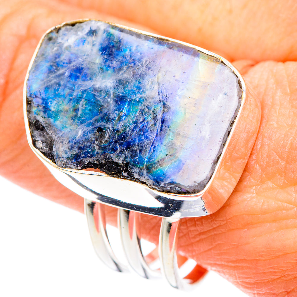 Rainbow Moonstone Rings handcrafted by Anasilvercos - RING90833