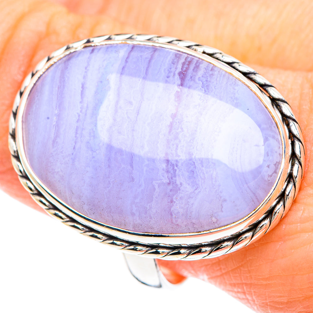 Blue Lace Agate Rings handcrafted by Anasilvercos - RING90835