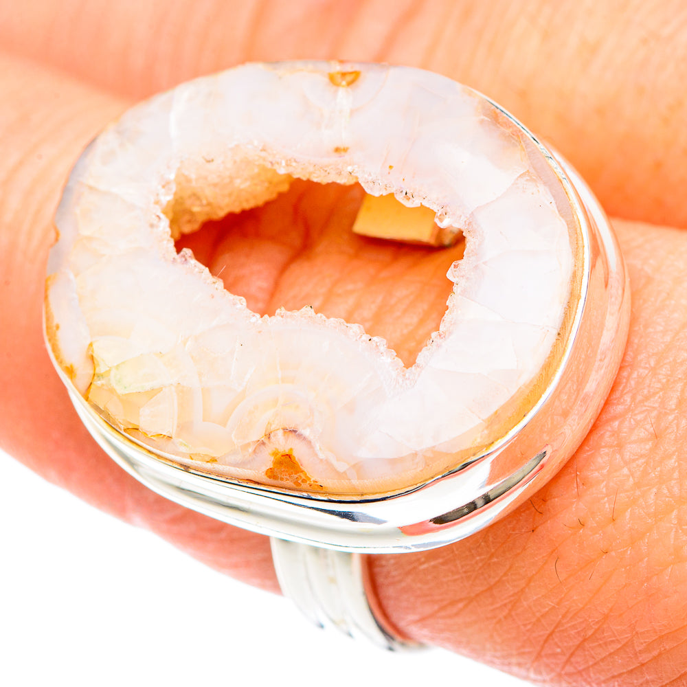 White Geode Slice Rings handcrafted by Anasilvercos - RING90837