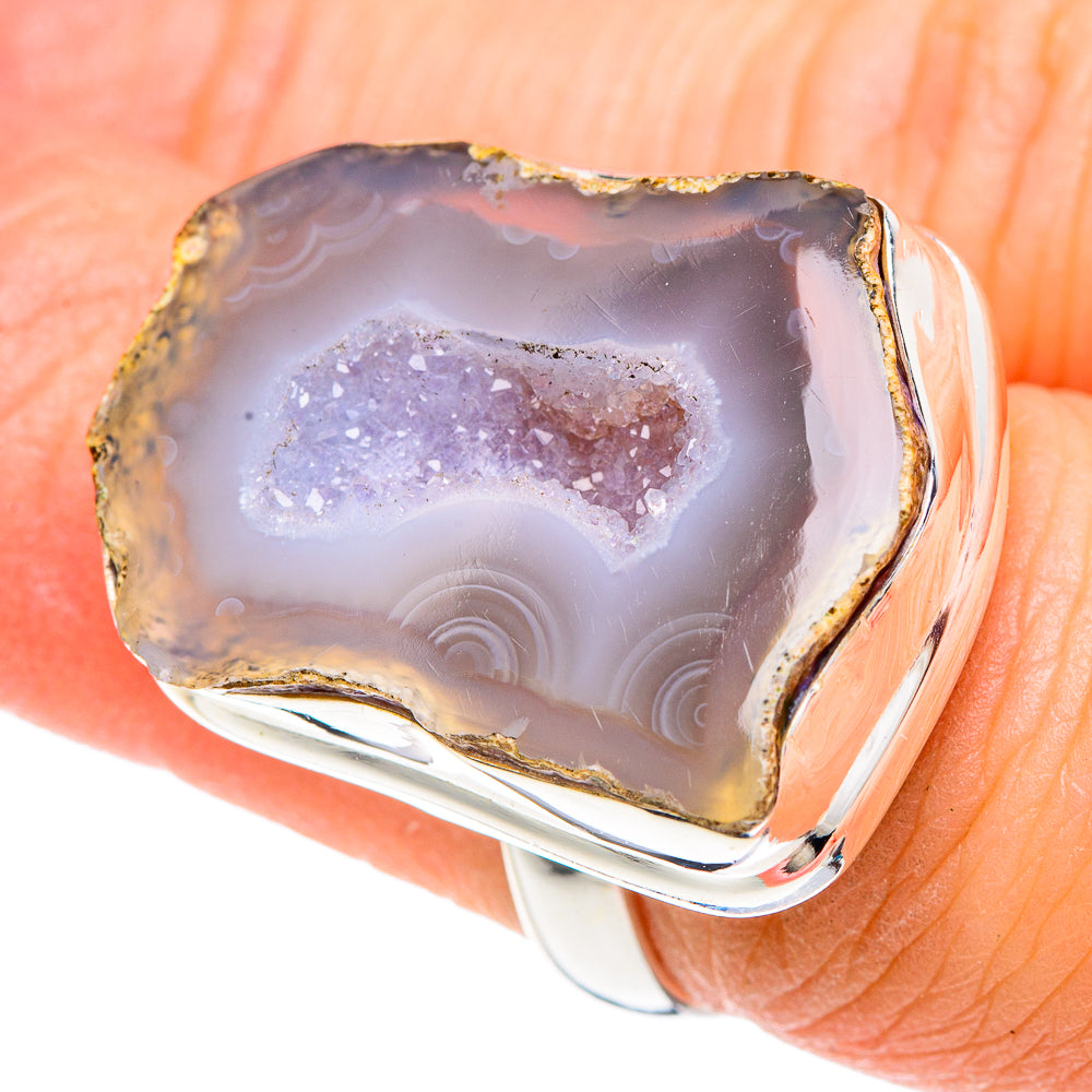 White Geode Slice Rings handcrafted by Anasilvercos - RING90838