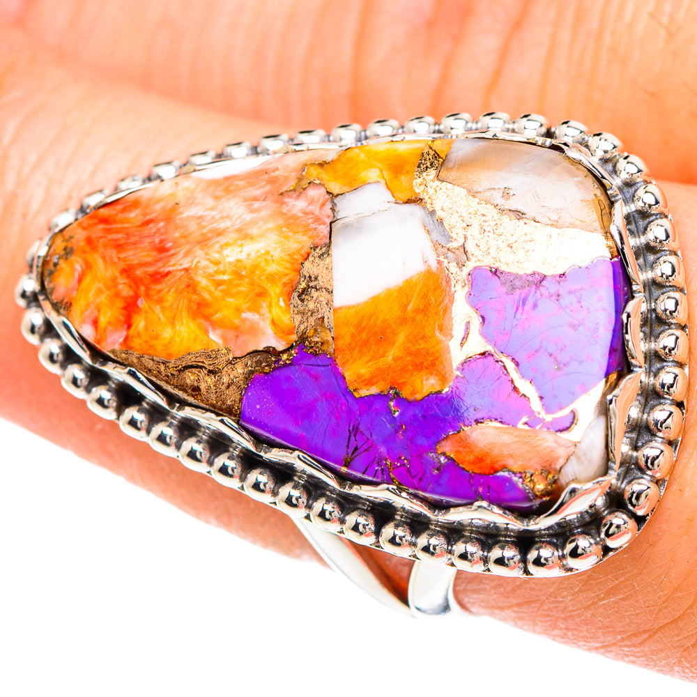 Kingman Pink Dahlia Turquoise Rings handcrafted by Anasilvercos - RING90841