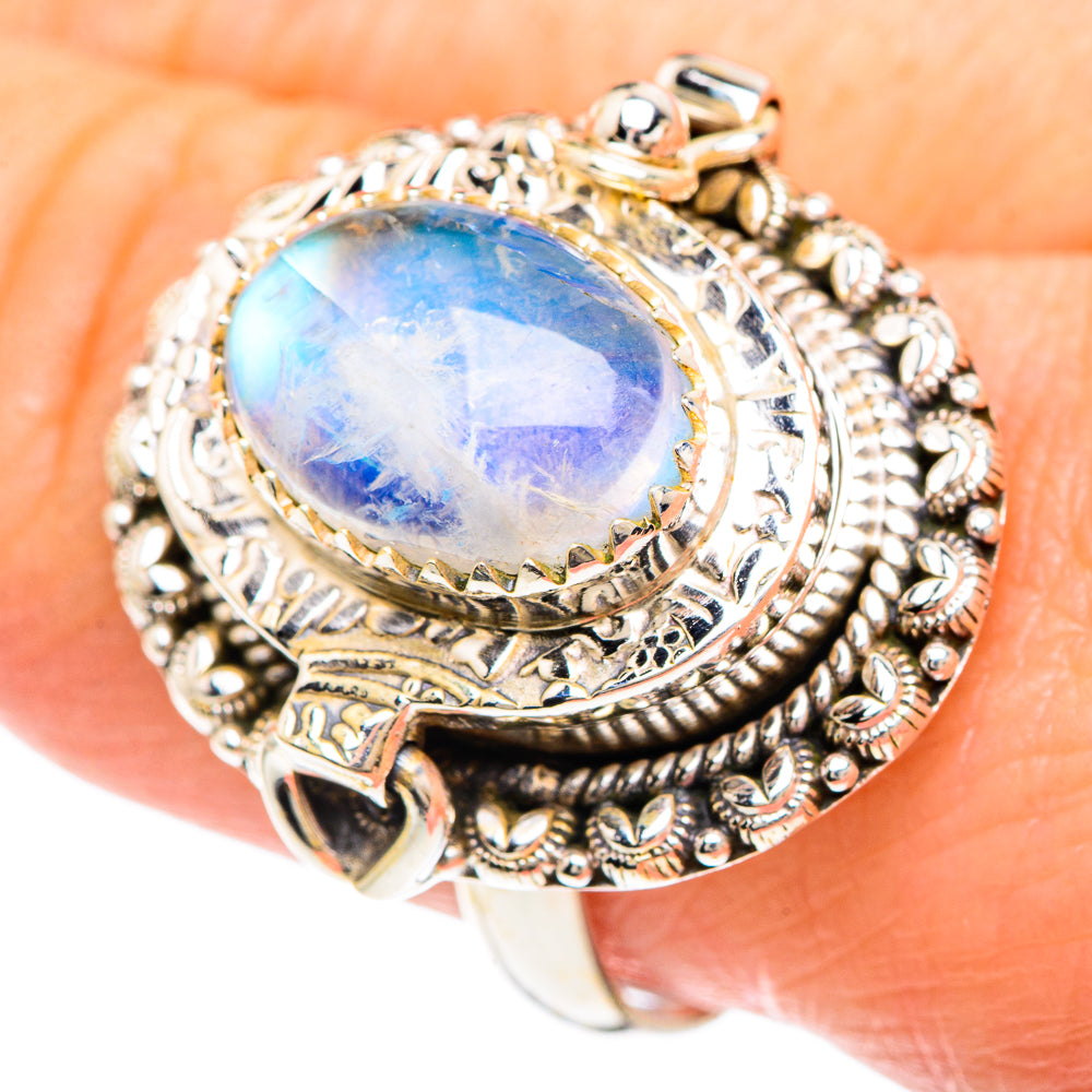 Rainbow Moonstone Rings handcrafted by Anasilvercos - RING90889