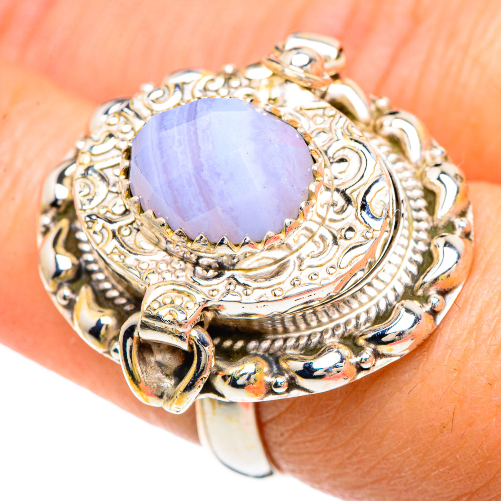 Blue Lace Agate Rings handcrafted by Anasilvercos - RING90890