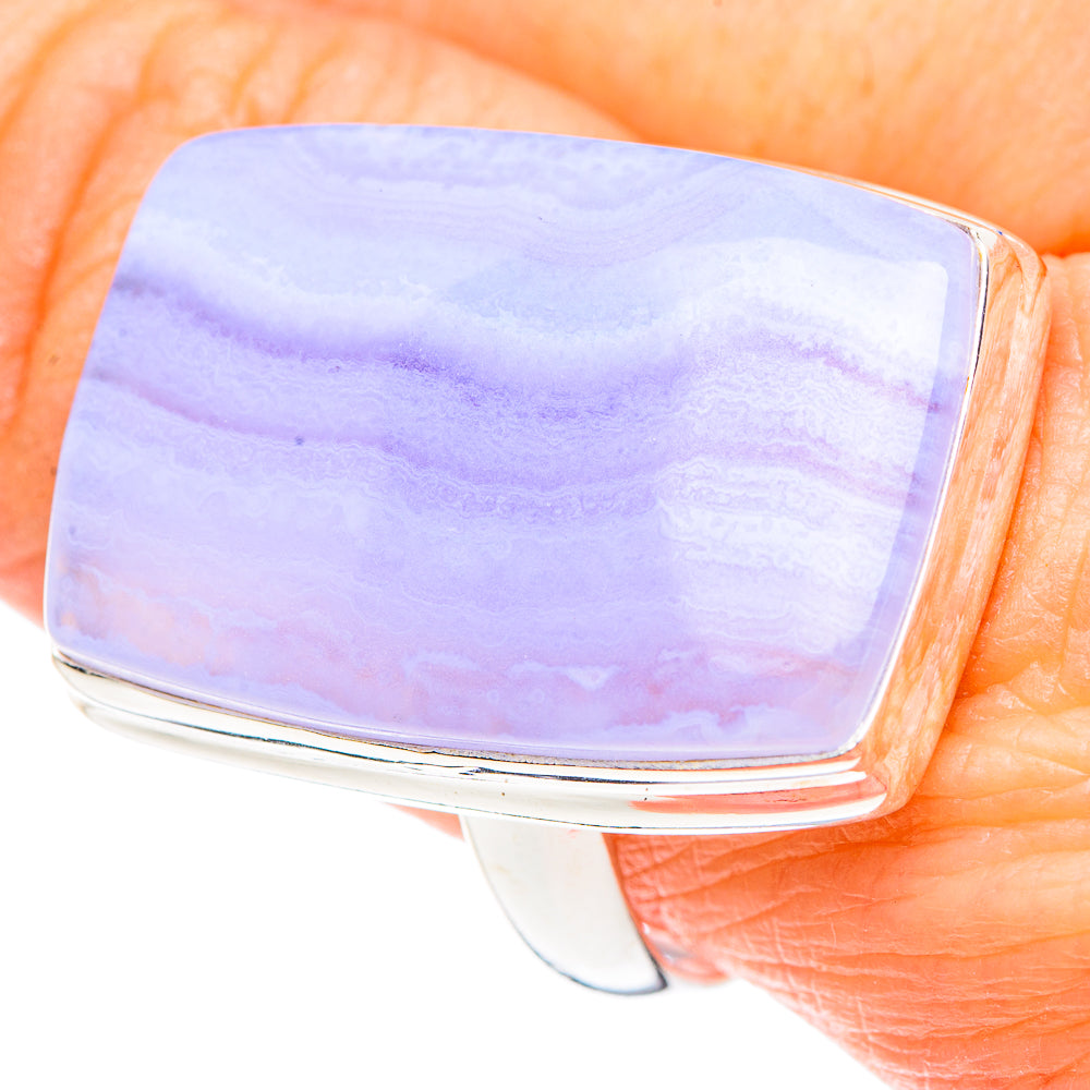 Blue Lace Agate Rings handcrafted by Anasilvercos - RING90894