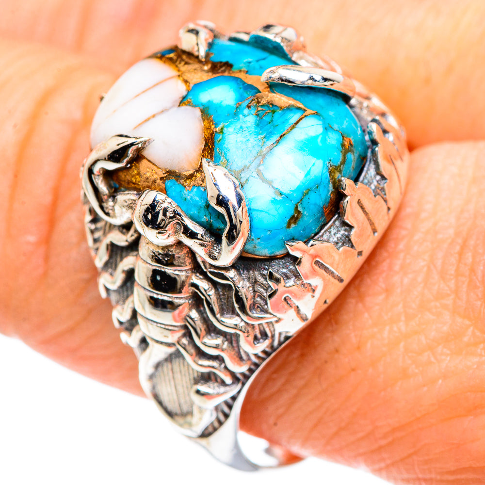 Blue Copper Composite Turquoise Rings handcrafted by Anasilvercos - RING90912