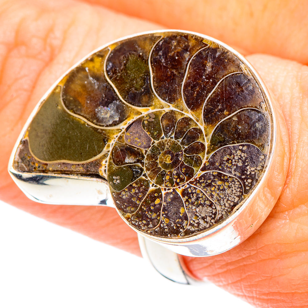 Ammonite Fossil Rings handcrafted by Anasilvercos - RING90926