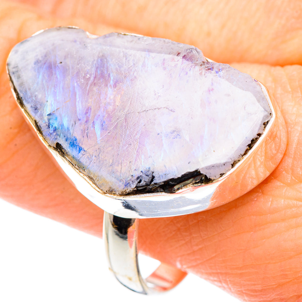 Rainbow Moonstone Rings handcrafted by Anasilvercos - RING90947