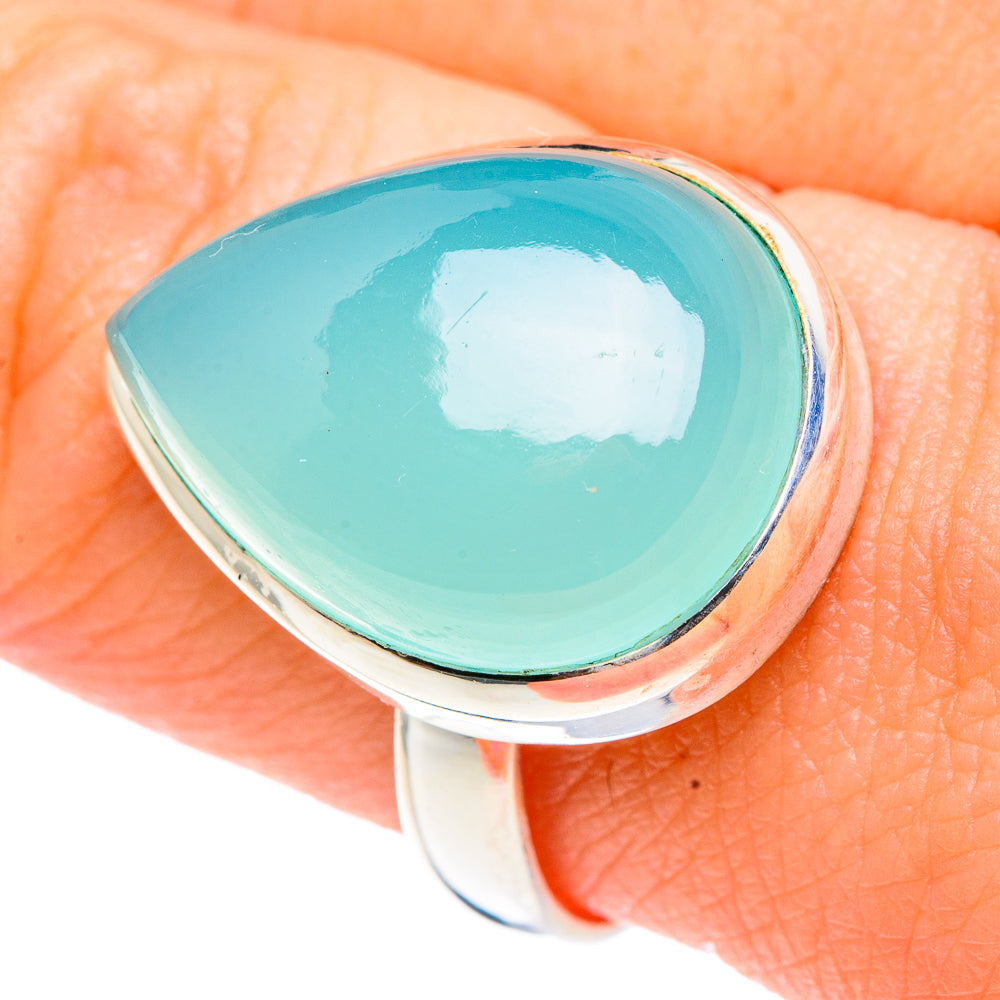 Aqua Chalcedony Rings handcrafted by Anasilvercos - RING90955