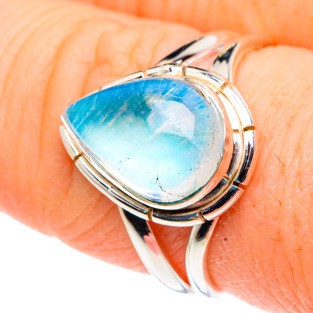 Rainbow Moonstone Rings handcrafted by Anasilvercos - RING90968