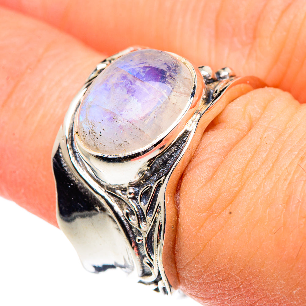 Rainbow Moonstone Rings handcrafted by Anasilvercos - RING90980