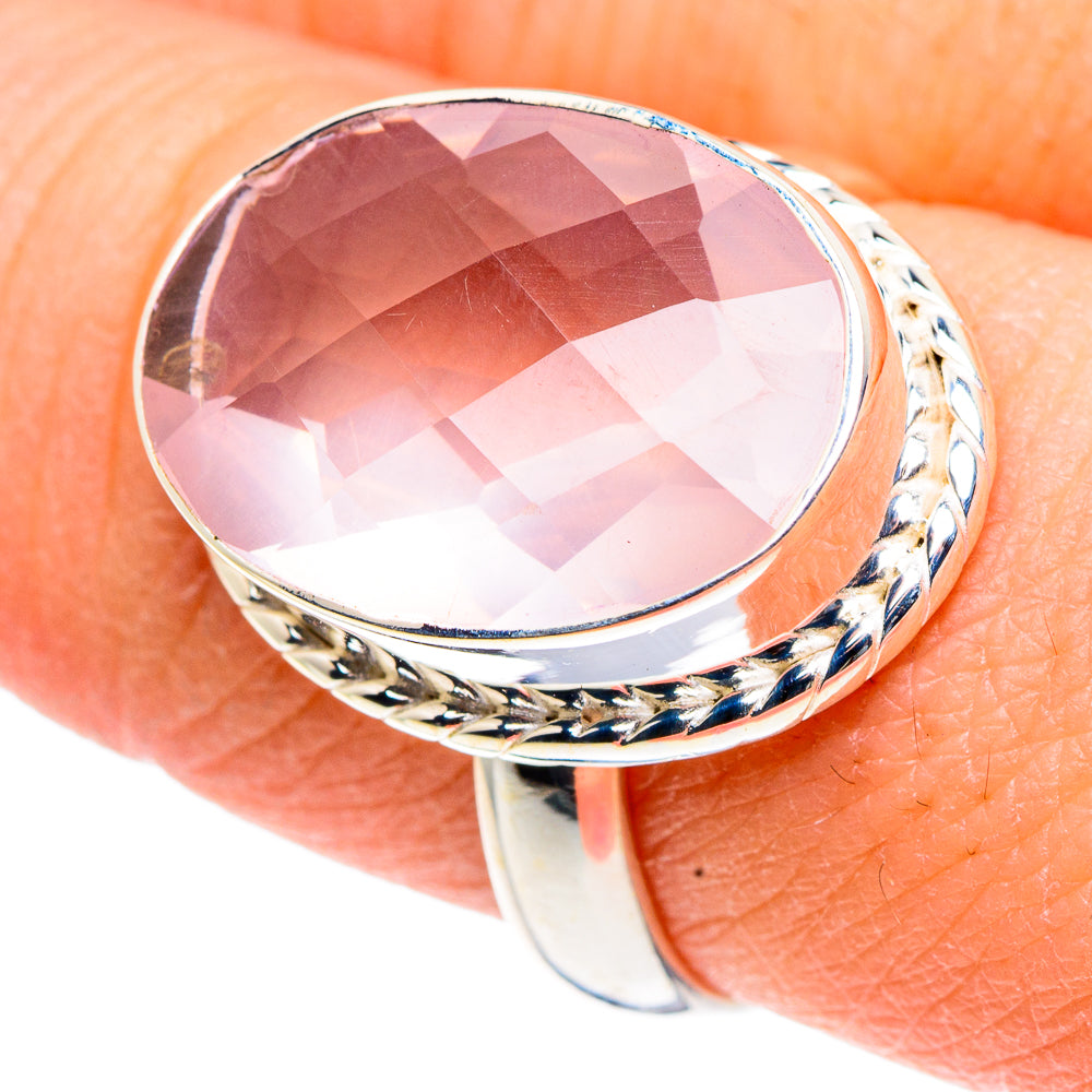 Rose Quartz Rings handcrafted by Anasilvercos - RING91008