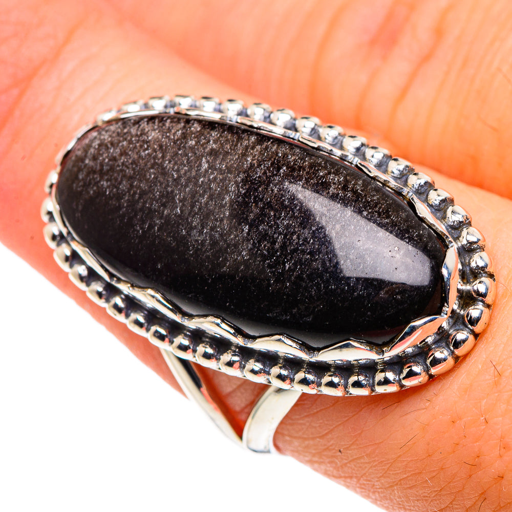 Gold Sheen Obsidian Rings handcrafted by Anasilvercos - RING91114