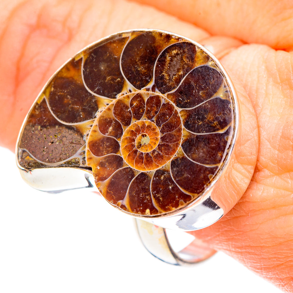 Ammonite Fossil Rings handcrafted by Anasilvercos - RING91115