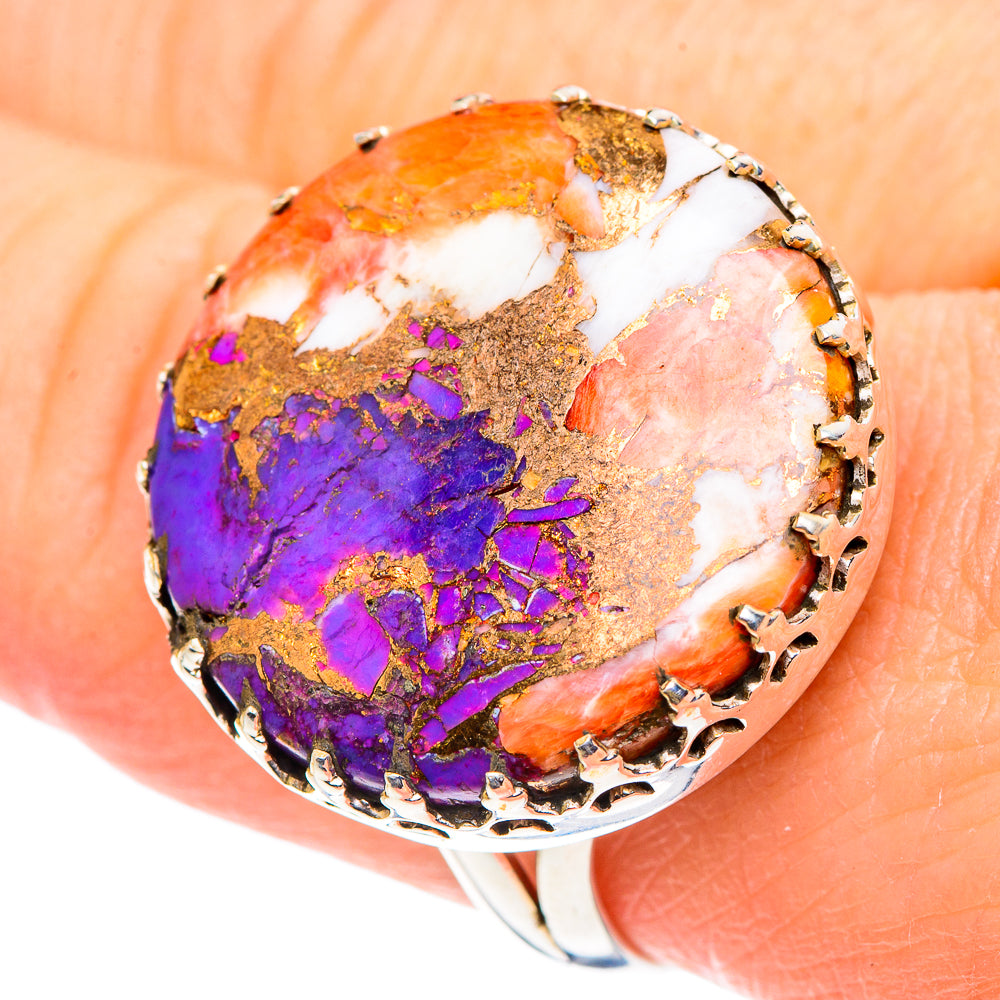 Kingman Pink Dahlia Turquoise Rings handcrafted by Anasilvercos - RING91148