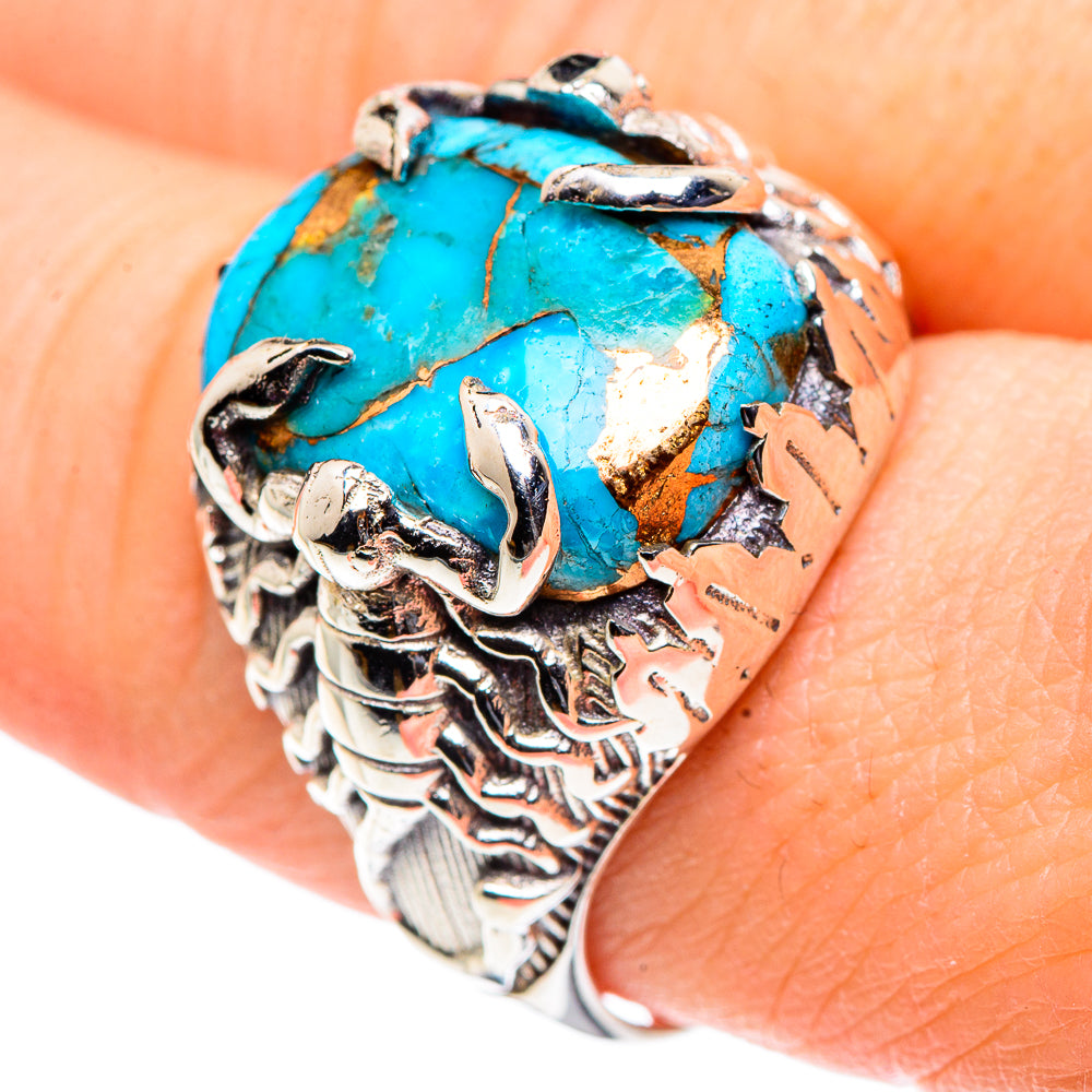 Blue Copper Composite Turquoise Rings handcrafted by Anasilvercos - RING91158