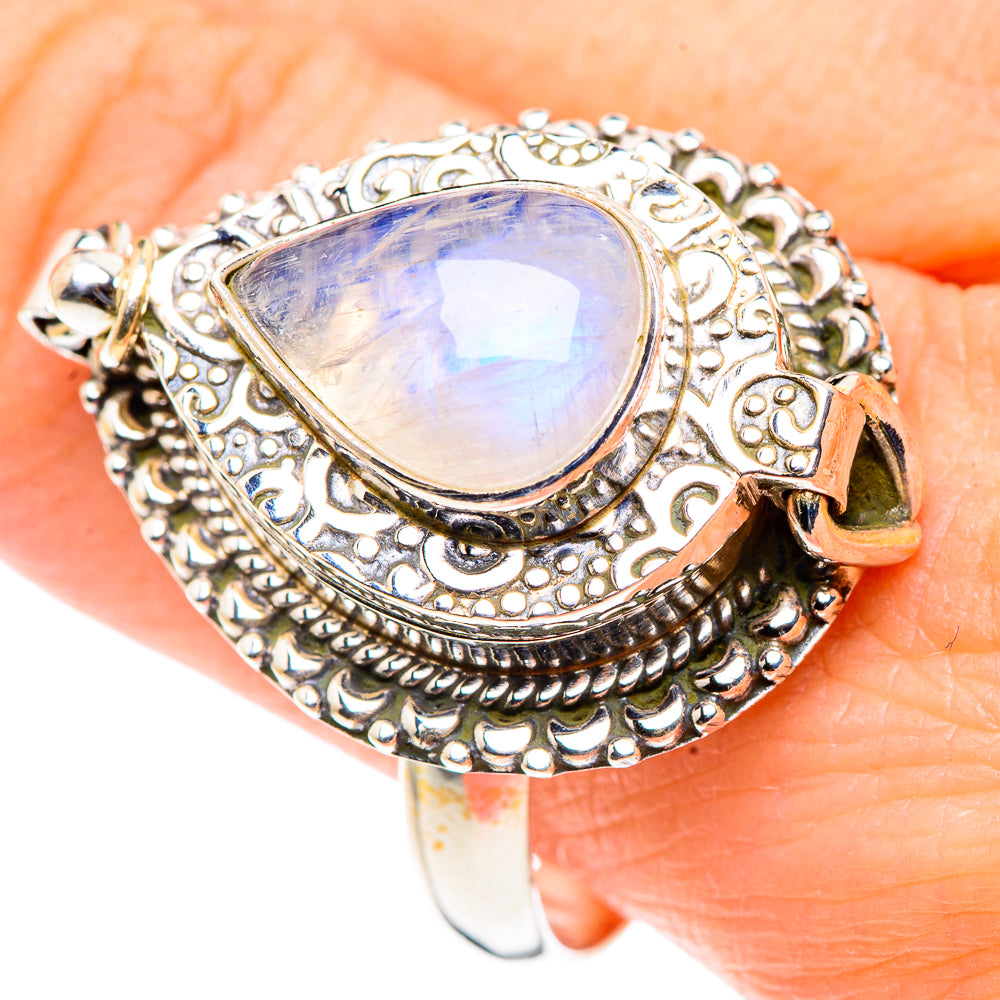 Rainbow Moonstone Rings handcrafted by Anasilvercos - RING91188